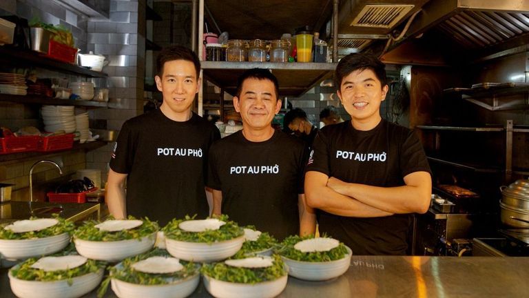 Chefs Dej Kewkacha, Peter Cuong Franklin, and Ton aka ThiThid Tassanakajohn treat a lucky crew of epicures to a sensational six-hands-dinner blending the best of Thai and Vietnamese cuisines.