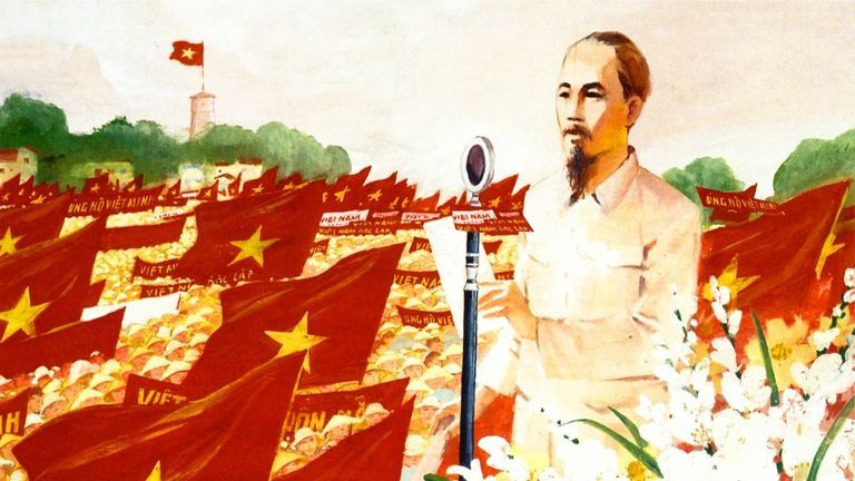 Bac Ho Chi Minh reading the Declaration of Independence. | Source: Archive