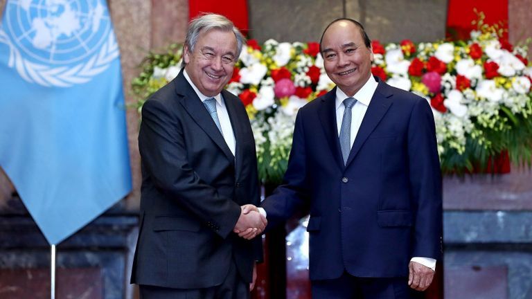 UN Secretary-General António Guterres and President Nguyen Xuan Phuc | Source: @antonioguterres / Twitter