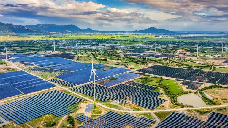 Aerial view of the solar panels in Ninh Thuan in southeast Vietnam. | Source: Shutterstock