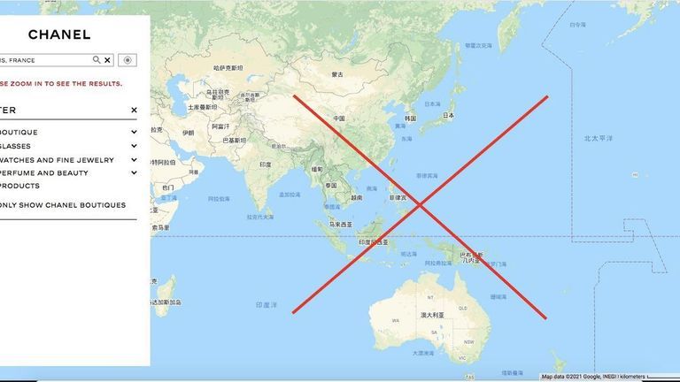 Chanel sử dụng bản đồ Google có chứa đường lưỡi bò.