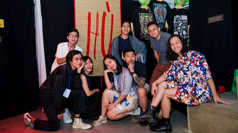 Kho Muc Studio was founded in 2018 by Dang Thanh Long (standing center) and Simon Phan (kneeling center). | Source: Ross Lancaster