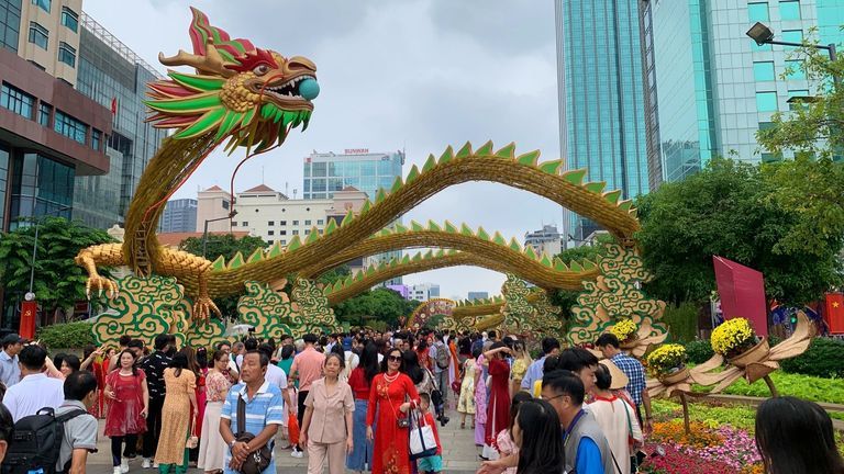 As the Lunar New Year approaches on Saturday, Feb. 10, Nguyen Hue Street becomes a vibrant mosaic of tradition and modernity, inviting all to join in the joyous celebration. | Source: Vietcetera