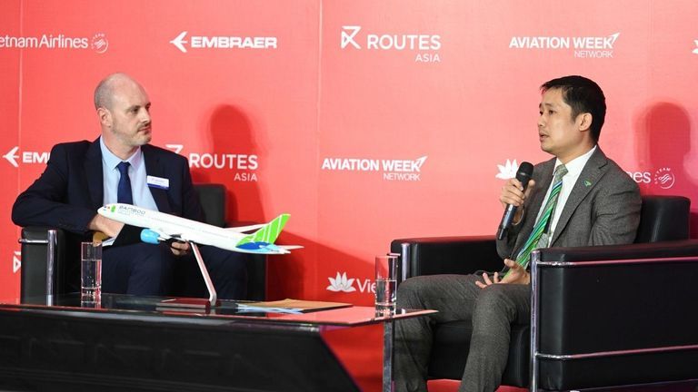 Speaking at Routes Asia 2022, Bamboo Airways Commercial Director Pierre Thach Hoang | Source: Bamboo Airways