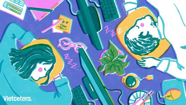 Various studies have shown that napping can improve cognitive performance and productivity and reduce fatigue among employees. | Source: Tram Anh Vo @tram.art for Vietcetera