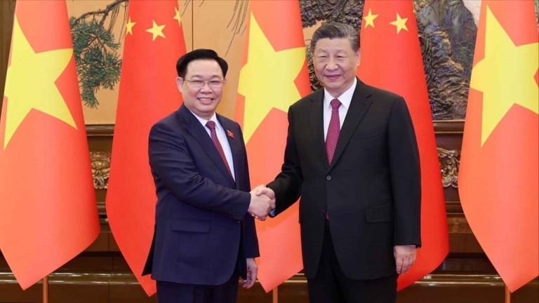 Vietnam’s National Assembly Chairman Vuong Dinh Hue and China’s President Xi Jinping | Source: VNA