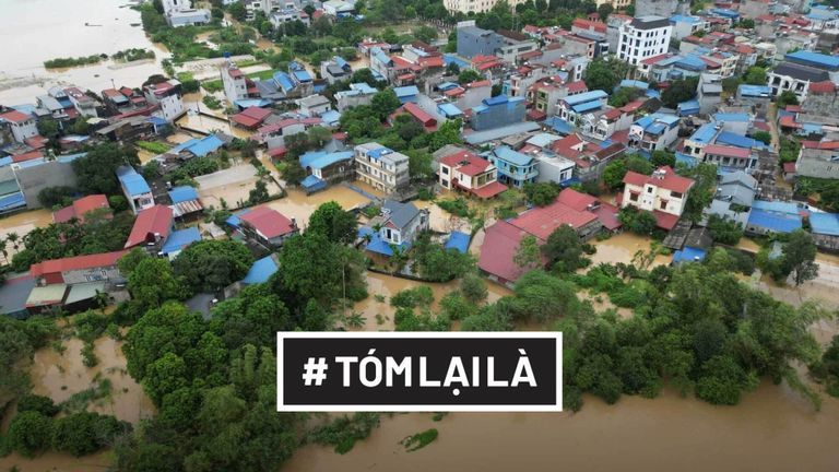Thành phố Thái Nguyên ngập lụt do nước lũ sông Cầu dâng cao. | Nguồn: Báo Thanh Niên