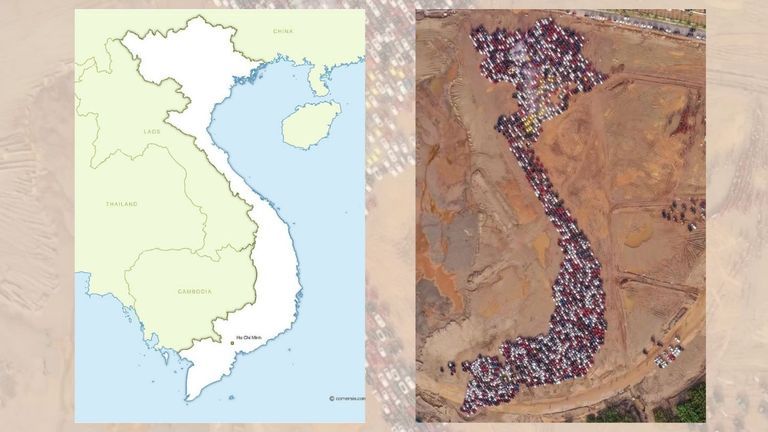 Organized by Vietnamese automaker VinFast and OTV Media and prepared by automobile community Otofun, the 16-hectare car mosaic set a new world record for the largest car arrangement.