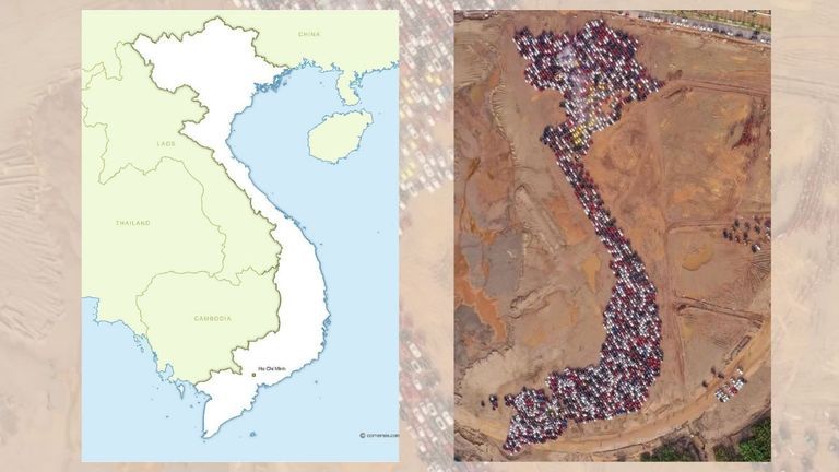 1,700 Cars Forming Vietnam Map Break World Record