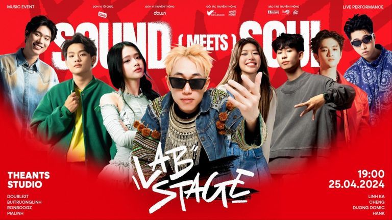 LAB Stage quy tụ nhiều ngôi sao trẻ như Double2T, Ronboogz, Buitruonglinh, PiaLinh, cùng các nghệ sĩ trẻ nổi bật như Linh Ka, Dương Domic, Cheng, Hank. | Nguồn: LAB Stage