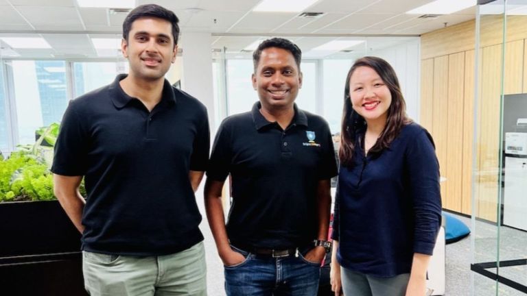 (From left) Schola co-founder Aditya Gupta, BrightChamps founder Ravi Bhushan, and Schola co-founder Tran Le Thanh Nhu. | Source: BrightChamps