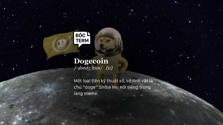 "Dogecoin to the moon". Nguồn: Hân Nguyễn cho Vietcetera