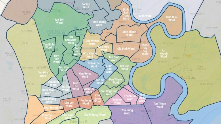 Map of HCMC's new wards adapted from Codie Leseman via CodieMaps. | Source: Vo Thanh Nhi for Vietcetera
