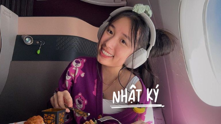 Jenny trong vlog "23 tiếng trên máy bay về Việt Nam" | Nguồn: Instagram @jenny.huynh._